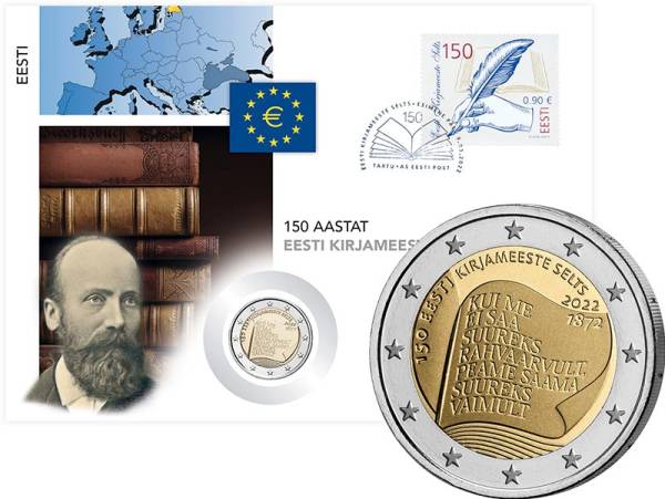 2 Euro Numisbrief Estland - 150 Jahre Estnischer Literantenverein 2022