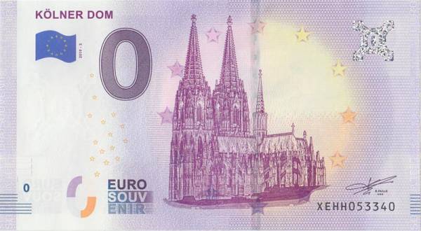 0-Euro-Banknote Kölner Dom 2019