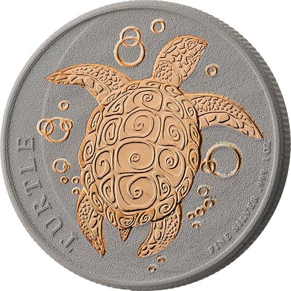 2 Dollars Niue Meeresschildkröte mit Keramikveredelung