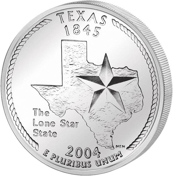 Quarter Dollar USA Texas 2004