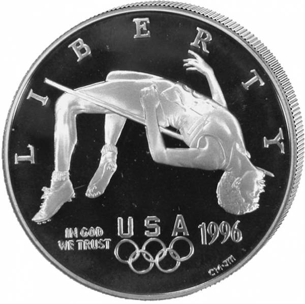 1 Dollar USA Olympiade Atlanta Hochsprung 1996 Polierte Platte (PP)