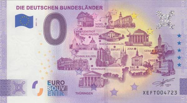 0-Euro-Banknote Bundesland Thüringen 2019