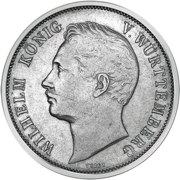 1 Gulden Württemberg König Wilhelm I. 1838/1856 Sehr schön