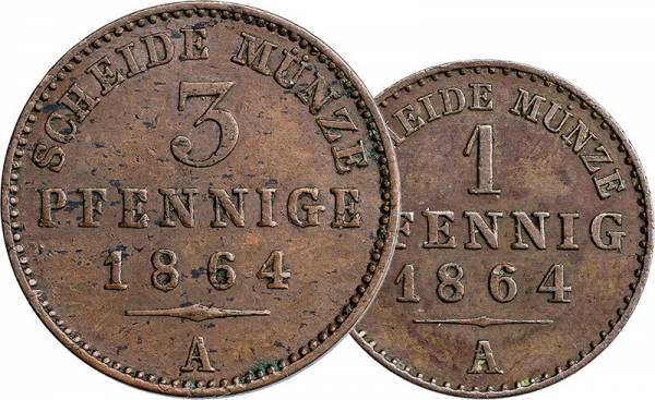 1 + 3 Pfennig Reuß, Ältere Linie Fürst Heinrich XXII 1864/68