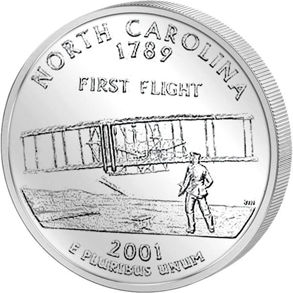 Quarter Dollar USA North Carolina 2001