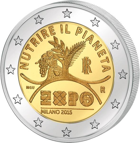 2 Euro Italien Expo in Mailand 2015 prägefrisch