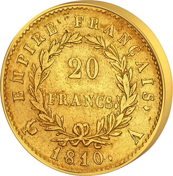 Rückseite eines Französischen Francs aus der Zeit des Napoleon Bonaparte