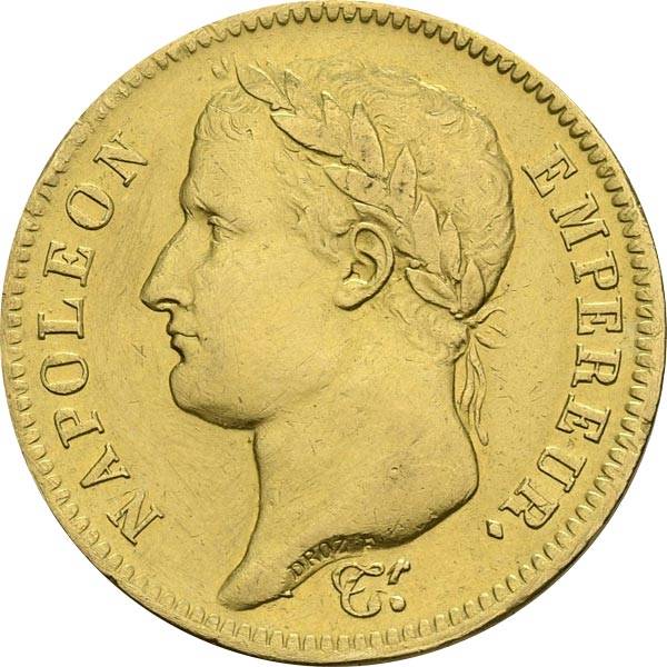 40 Francs Frankreich Napoleon I. mit Kranz 1807-1813
