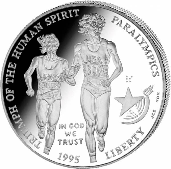 1 Dollar USA Olympiade Atlanta Blinder Läufer 1995 Polierte Platte (PP)