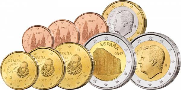 Euro-Kursmünzensatz Spanien 2017 inklusive 2-Euro Gedenkmünze