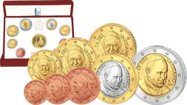 Euro-Kursmünzensatz Vatikan 2015 inklusive 50-Euro-Goldgedenkmünze