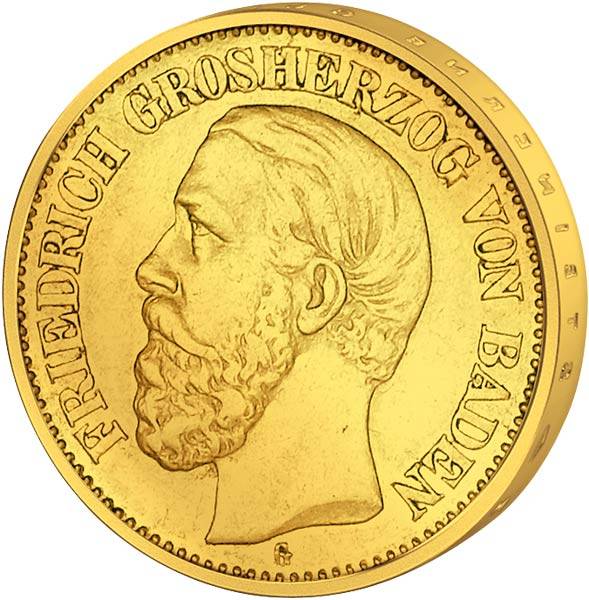 20 Mark Gold Baden Friedrich I. 1894-1895 Sehr schön