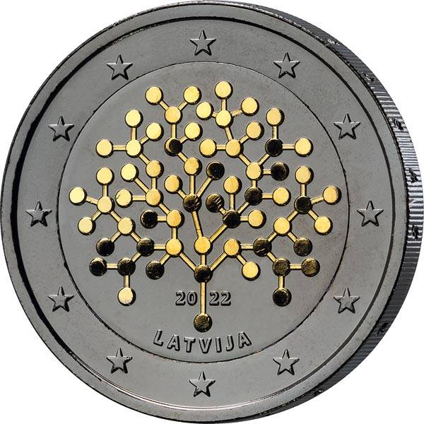 2 Euro Lettland 100 Jahre Nationalbank Lettland Golden Enigma Edition