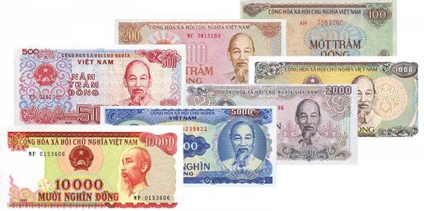 100-10.000 Dong Vietnam Banknoten 1987-1993