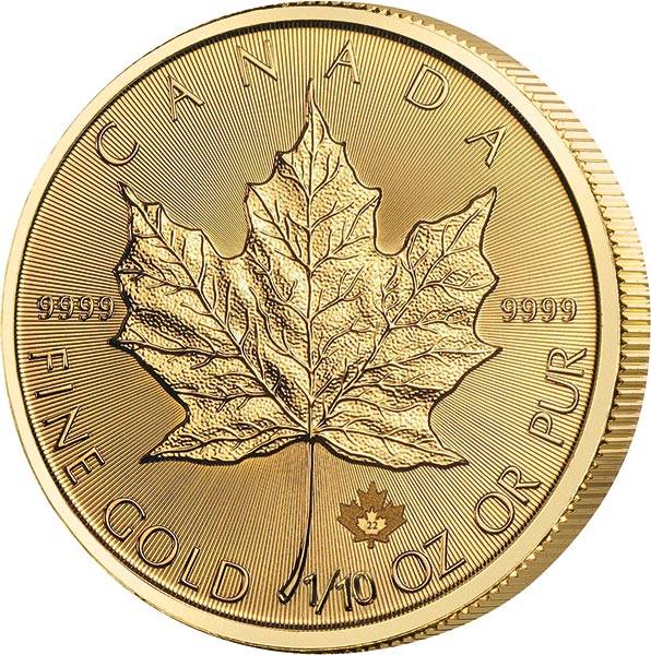 1/10 Unze Gold Kanada Maple Leaf 2022