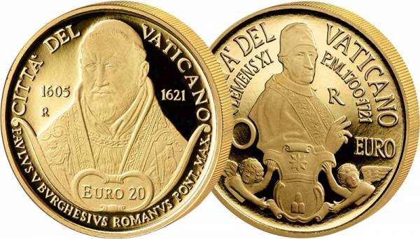 20 + 50 Euro Vatikan 400. Todestag Papst Paul V. + 300. Todestag Papst Clemens XI. 2021