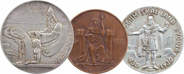 2, 5, und 10 Kronen Island König Christian X. von Dänemark 1930