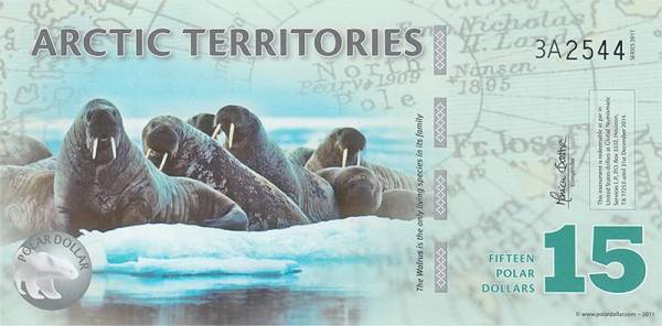 Arctic Territories 15 Dollars Banknote kassenfrisch
