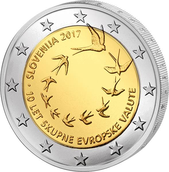 2 Euro Slowenien 10. Jahrestag der Euroeinführung Slowenien 2017