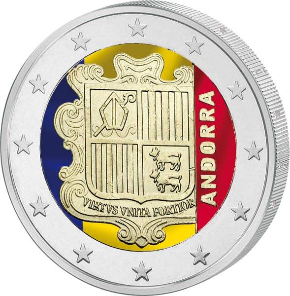 2 Euro Andorra 2021 mit Farb-Applikation