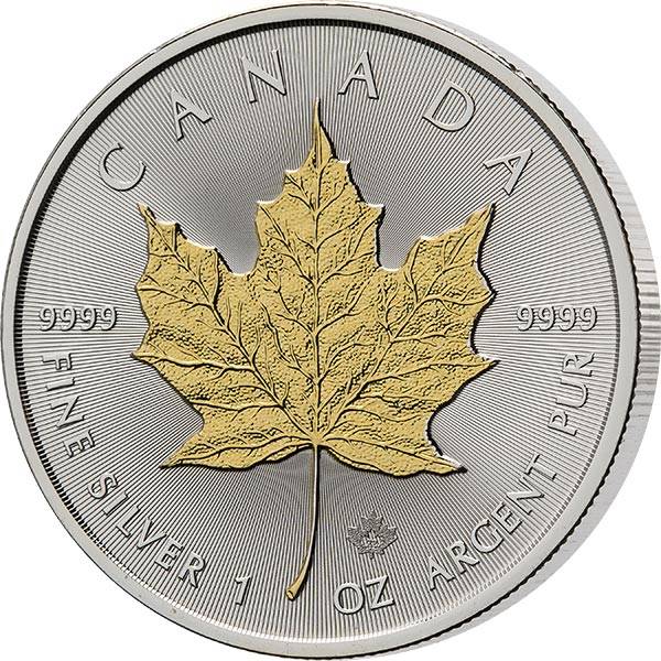 5 Dollars Kanada Maple Leaf 2022 mit Gold-Applikation