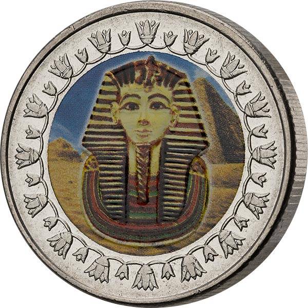1 Pound Ägypten Pharao Tutanchamun mit Farb-Applikation