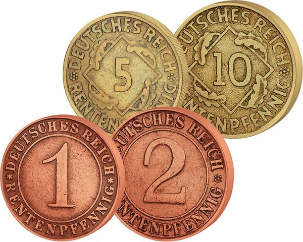 1-10 Rentenpfennige im Set 1923-1924 Sehr schön