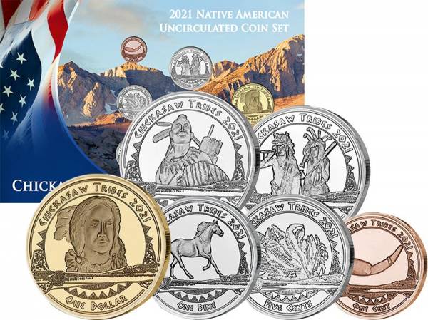 1 Cent - 1 Dollar Kursmünzensatz USA Kursmünzen der Chickasaw 2021