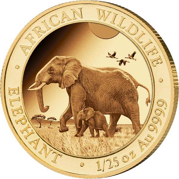 1/25 Unze Gold Somalia Elefant 2022