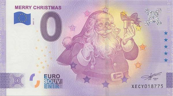 0-Euro-Banknote Frohe Weihnachten 2020
