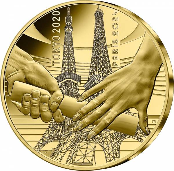 50 Euro Frankreich Olympia Paris 2024 Stab-Übergabe Tokio/Paris 2021