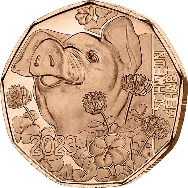 5 Euro Österreich Neujahr Schwein gehabt 2023
