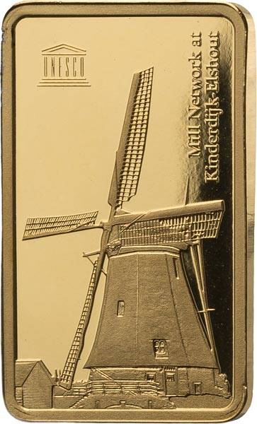 Gedenkprägung UNESCO Kinderdijk Mühle - Niederlande
