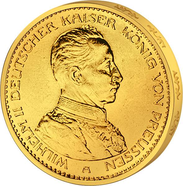 20 Mark Preußen Kaiser Wilhelm ll. in Uniform 1913-1915 Sehr schön