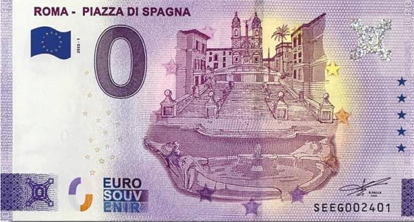 0-Euro-Banknote Italien Spanischer Platz Rom 2022