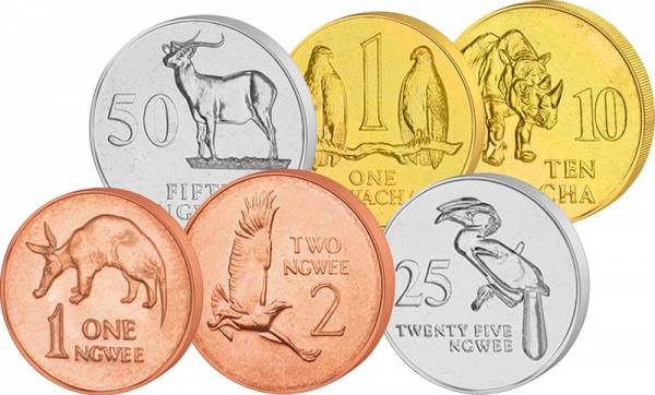 1 Ngwee - 10 Kwacha Kursmünzensatz Sambia 1983-1992
