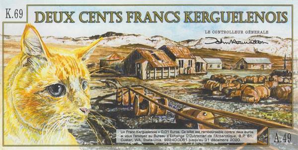 200 Francs Kerguelen-Archipel Kerguelen de Trémarec/Katze