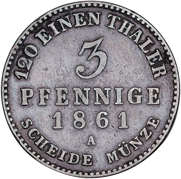 3 Pfennig Anhalt-Köthen Herzog Heinrich  1861