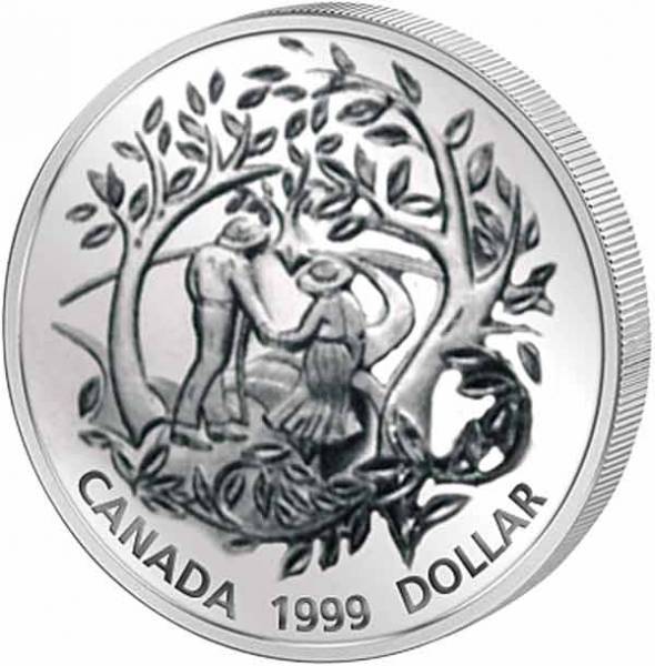 1 Dollar Silberdollar Jahr der Senioren 1999  Polierte Platte