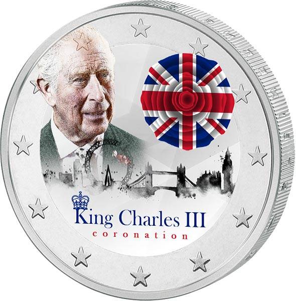 2 Euro BRD King Charles III. 2022 mit Farbapplikation