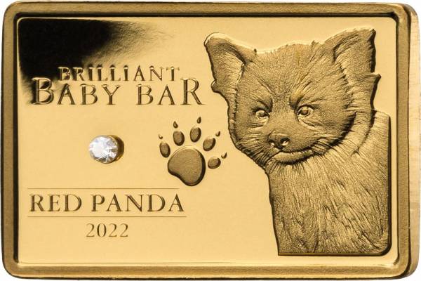 5 Dollars Niue Brilliant Baby Bar Roter Panda 2022