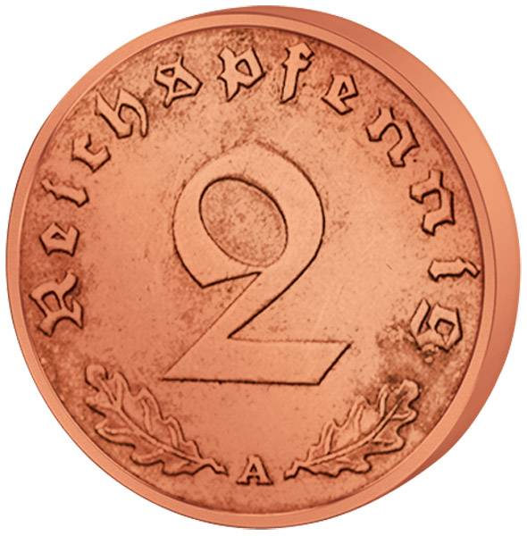 2 Reichspfennig Hakenkreuz 1936-40  ss-vz