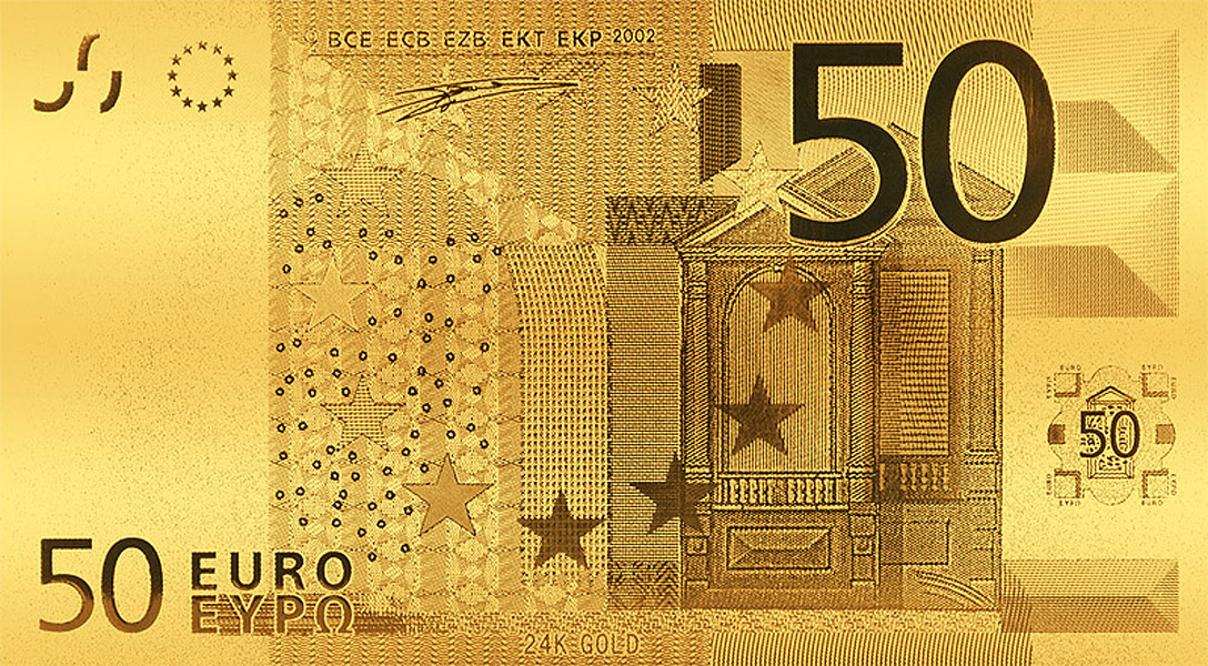 50 Euro BRD Banknote in Goldoptik | Münzenversandhaus Reppa GmbH