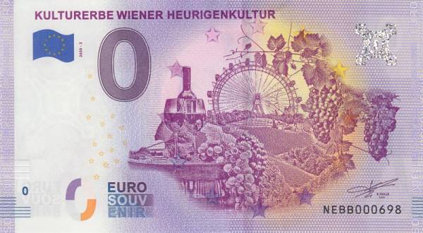 0-Euro-Banknote Österreich Kulturerbe Wiener Heurigenkultur 2019