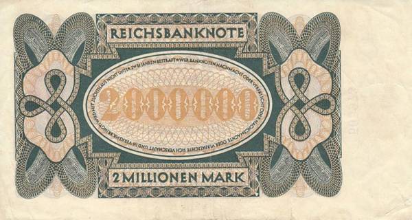 2 Millionen Mark Weimarer Republik Reichsbanknote 1923