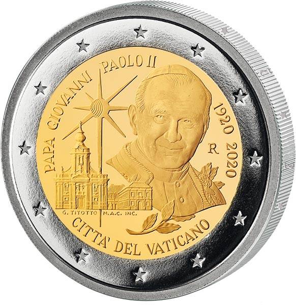 2 Euro Vatikan 100. Geburtstag Johannes Paul II 2020