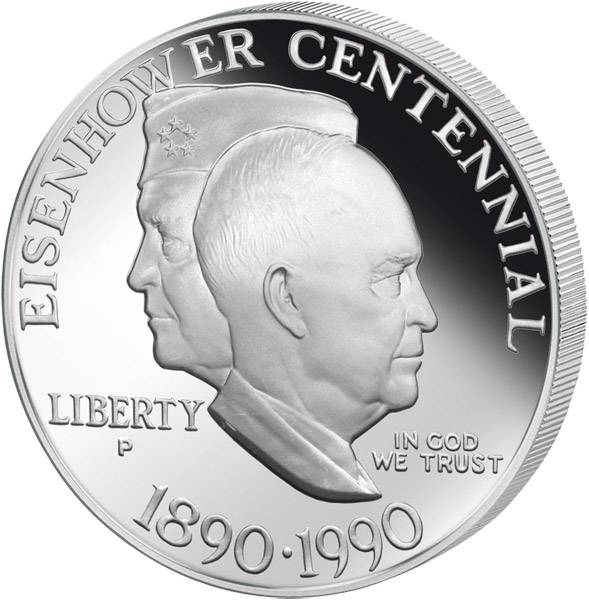 1 Dollar Silber USA Dwight D. Eisenhower 1990 Polierte Platte