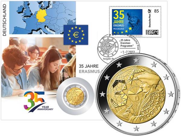 2 Euro Numisbrief BRD 35 Jahre Erasmus-Programm 2022