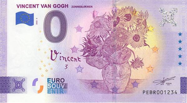 0-Euro-Banknote Niederlande Van Gogh - Sonnenblumen 2022