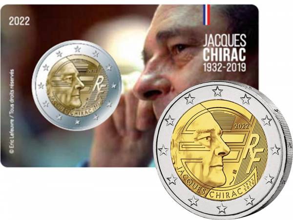 2 Euro Frankreich Jacques Chirac / 20 Jahre Einführung Euro-Bargeld 2022